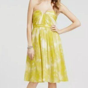 Ann Taylor Silk Butterfly Whisper  Print Strapless Dress Size 12
